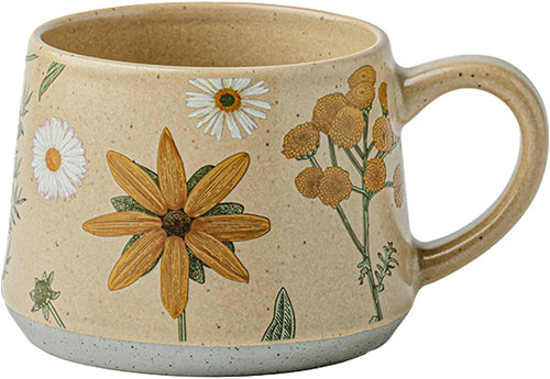 Vintage Floral Ceramic Mug 13oz (370ml) – Handmade Glaze Coffee, Tea, and Milk Cup with Handle