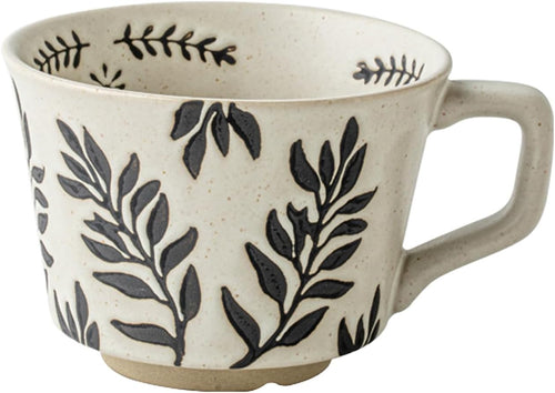 Vintage Ceramic Coffee Mug with Hand-Painted Leaf Design, 11oz – Microwave & Dishwasher Safe